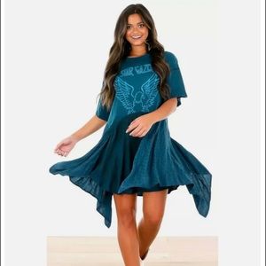 Free People Stargazer Dress Tunic Teal Sz M